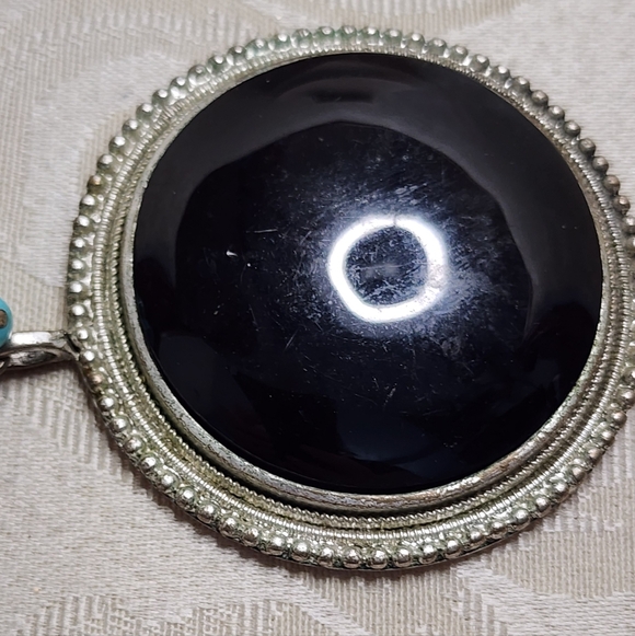 VINTAGE LANE BRYANT ARTISAN STATEMENT NECKLACE OVERSIZED PENDANT COLORFUL BEADS - Picture 5 of 10